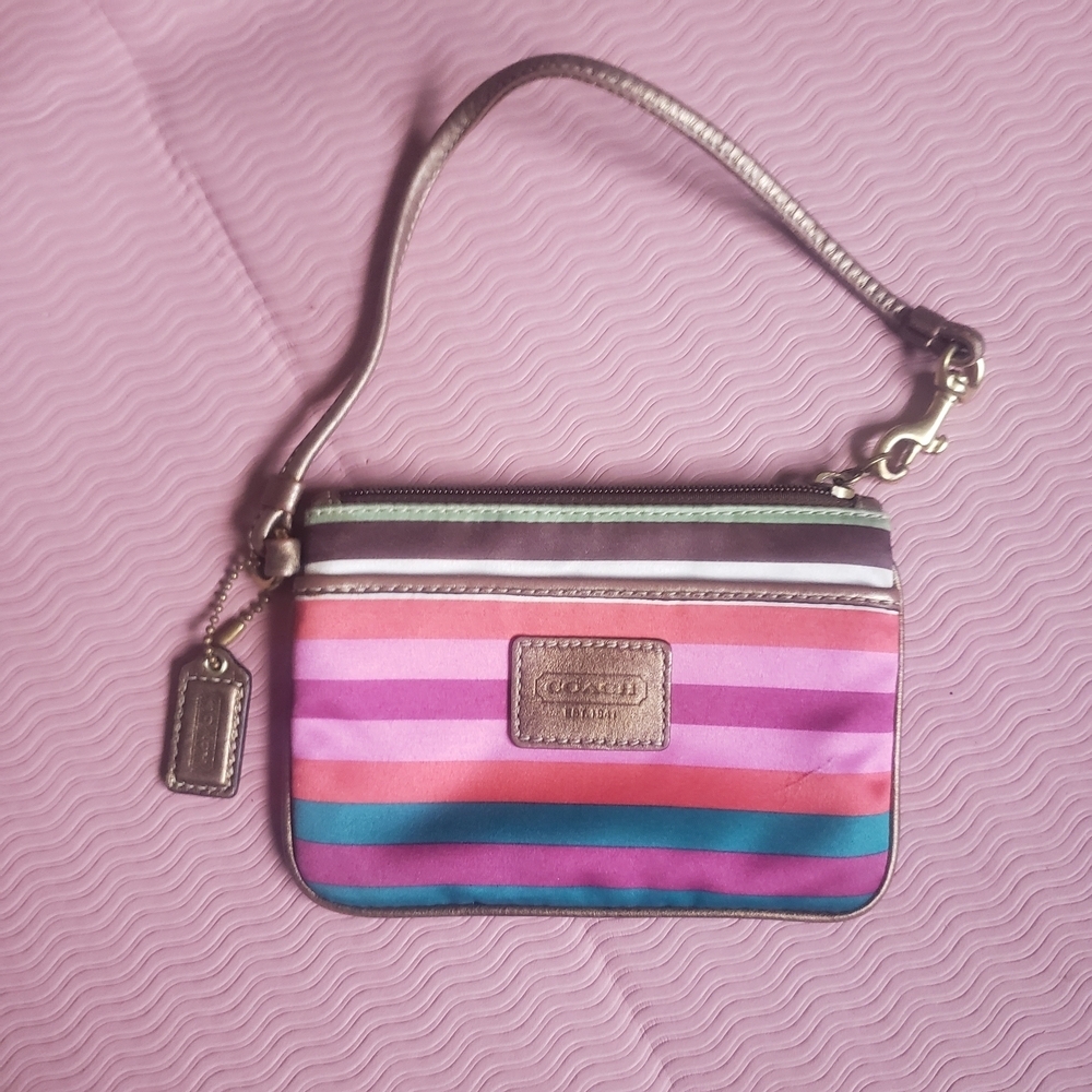 Coach Y2K  Legacy Stripe Multicolor Small Wristlet